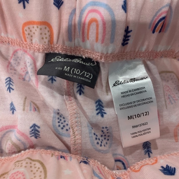 Girls Eddie Bauer Pink Pajama Set Size M 10/12 Like New Rainbows Arrows - Picture 13 of 14